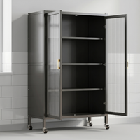[P7] Fluted-Glass Display Cabinet on Casters