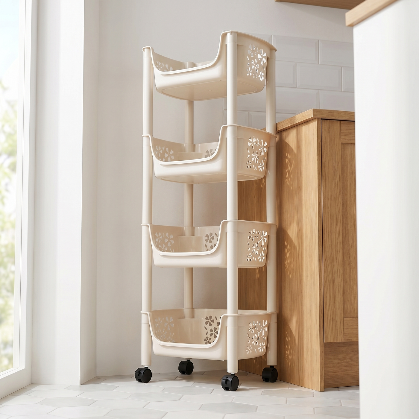 [P4] 4-Tier Plastic Utility Trolley