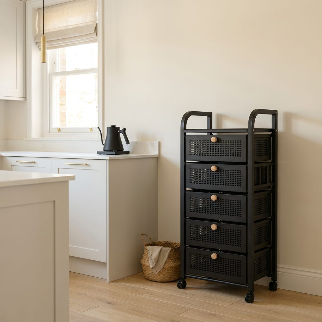 Noir five-drawer cart