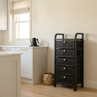 Noir five-drawer cart