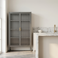 [P7] Fluted-Glass Display Cabinet on Casters