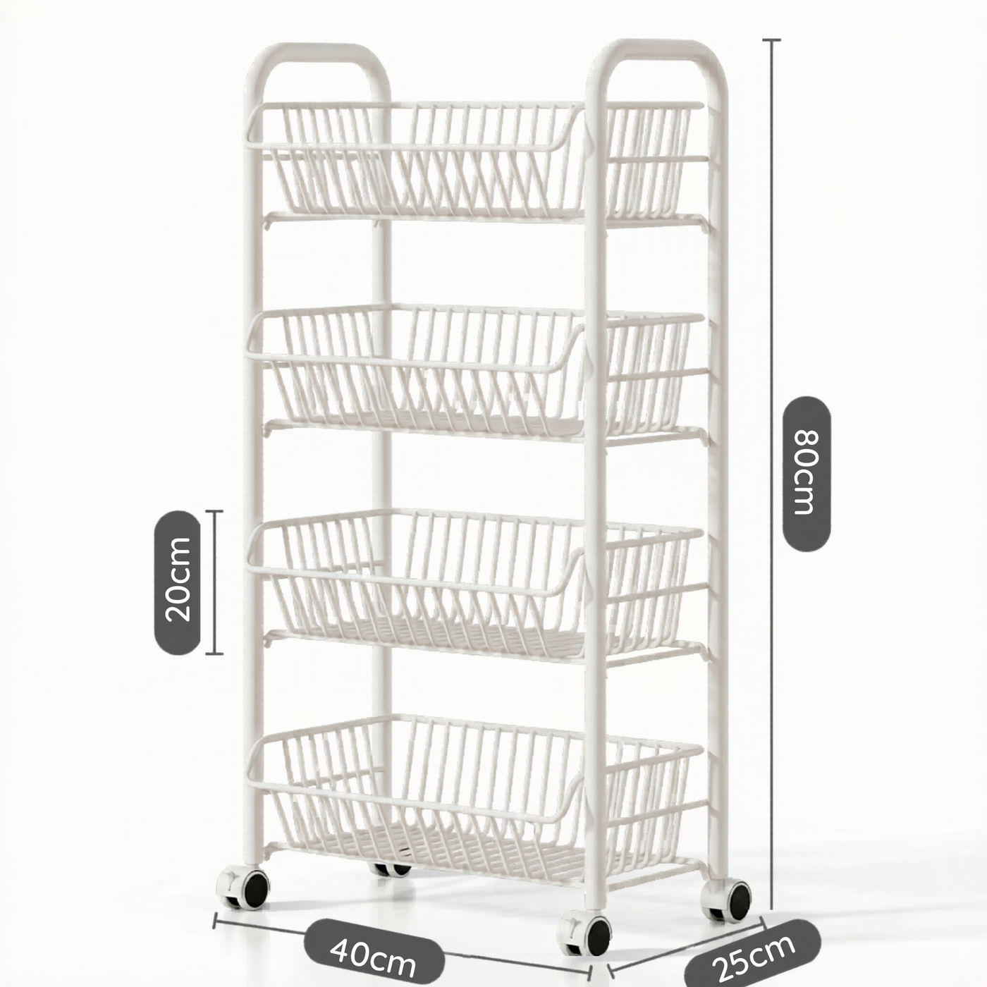 Dimensions: 40cm wide, 25cm deep, 80cm tall