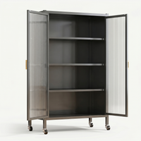 [P7] Fluted-Glass Display Cabinet on Casters