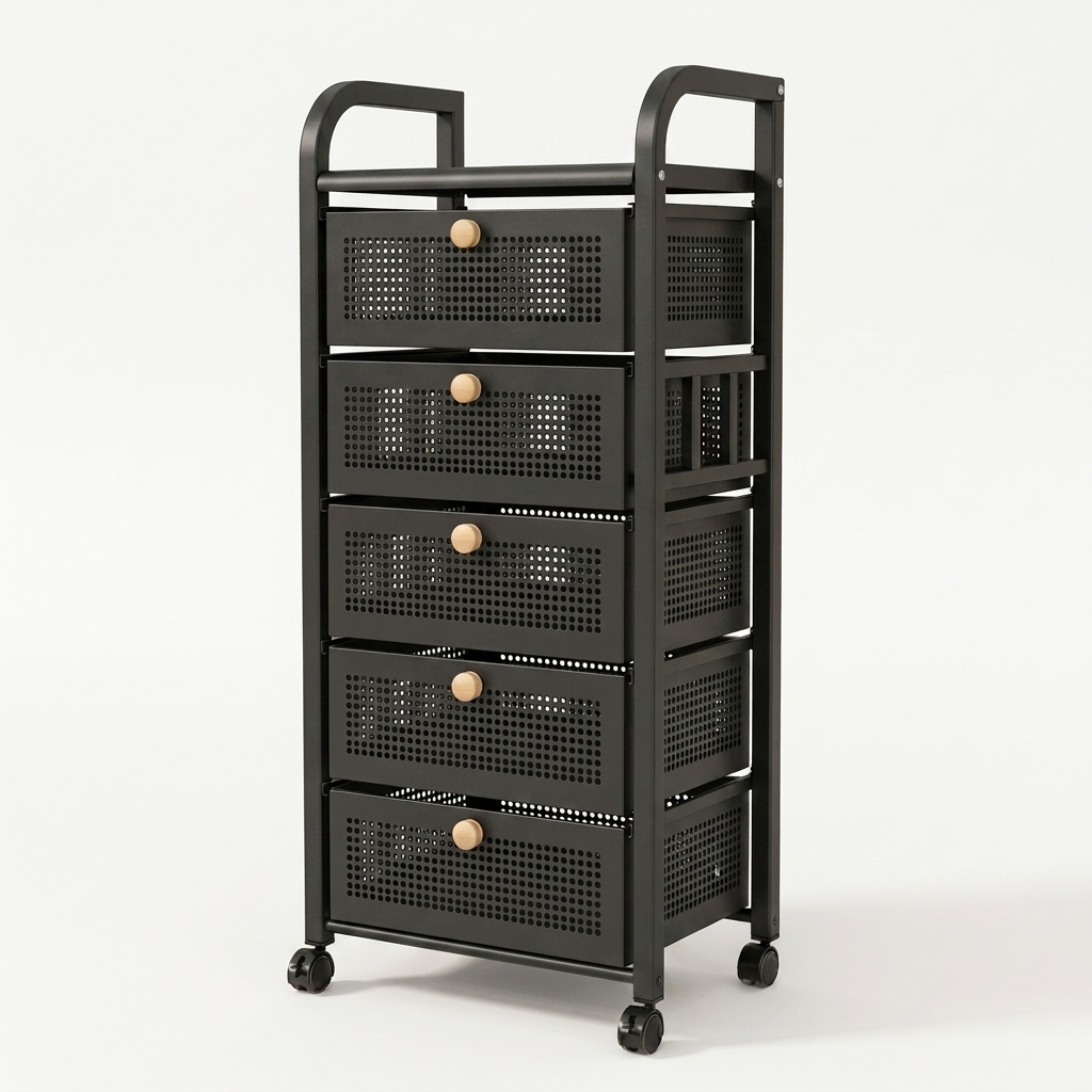 Noir five-drawer cart