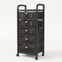 Noir five-drawer cart