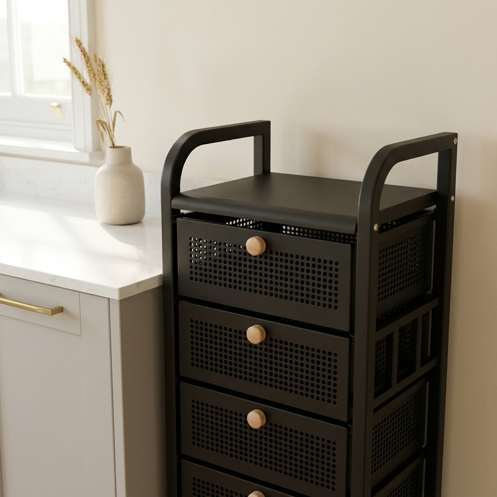 Noir five-drawer cart