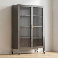 [P7] Fluted-Glass Display Cabinet on Casters