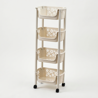 4-tier plastic utility trolley, cream
