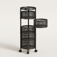 Rotating round basket trolley, matte black