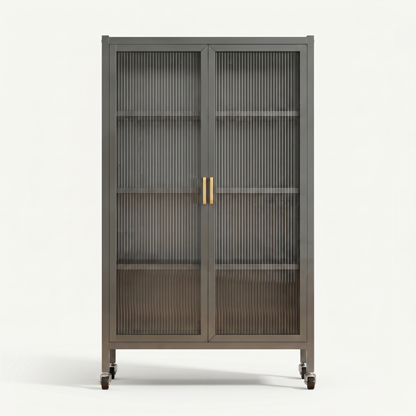 [P7] Fluted-Glass Display Cabinet on Casters