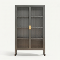 [P7] Fluted-Glass Display Cabinet on Casters