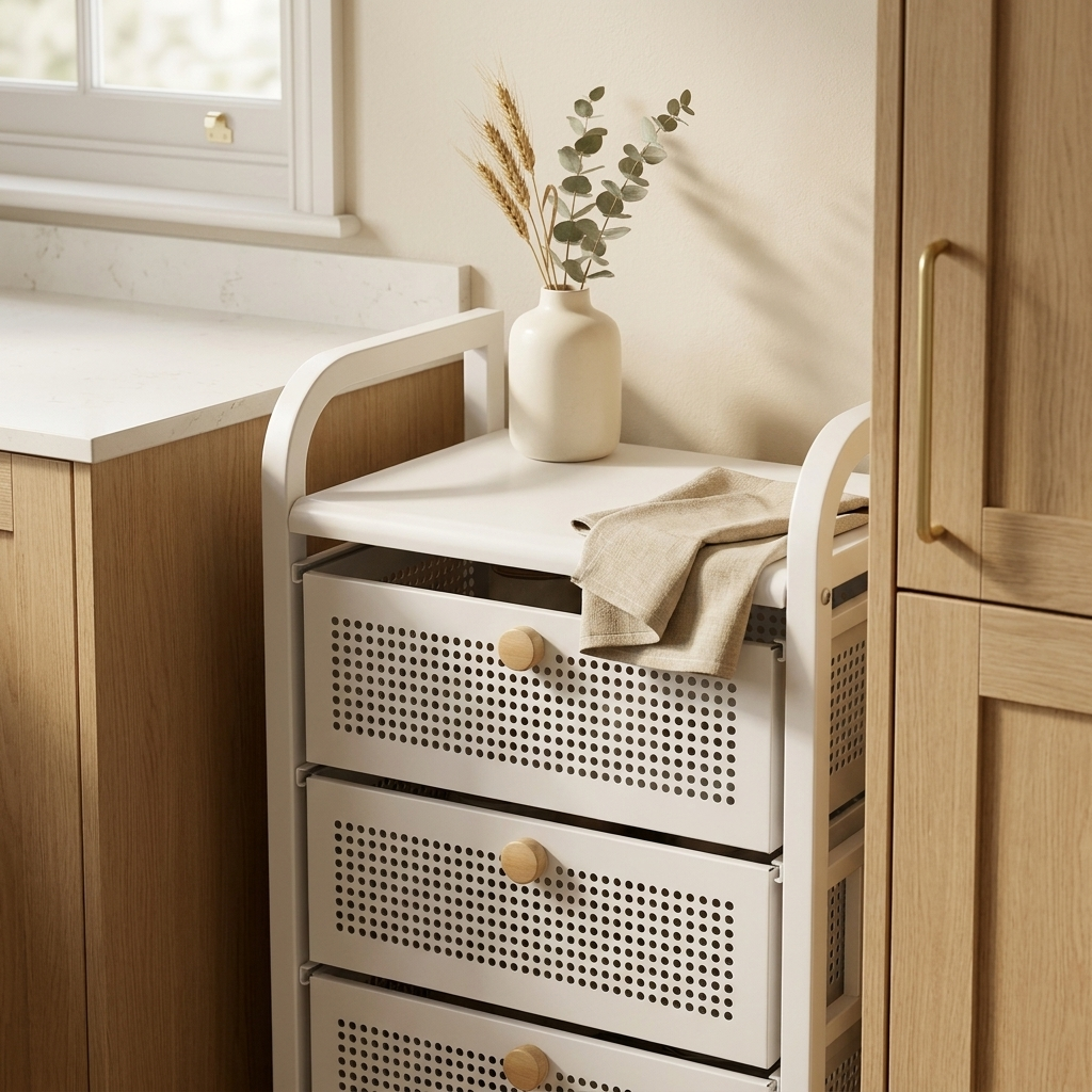 White four-drawer cart