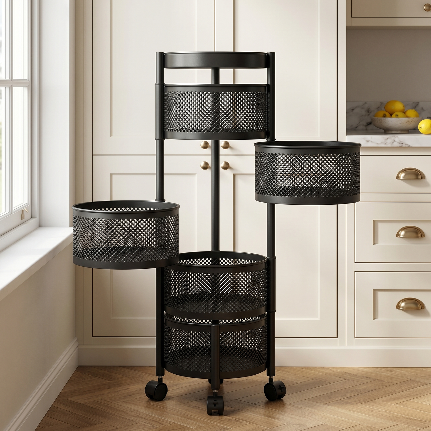 [P3] Rotating Round Basket Trolley