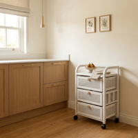 White three-drawer cart